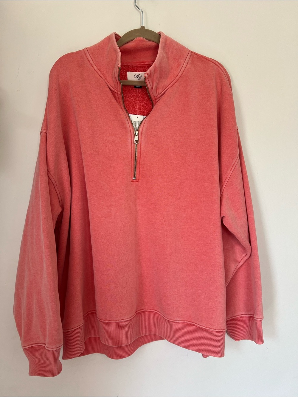 American eagle neon coral zip pullover